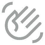Icon of a hand with waves, indicating hand wash or hygiene