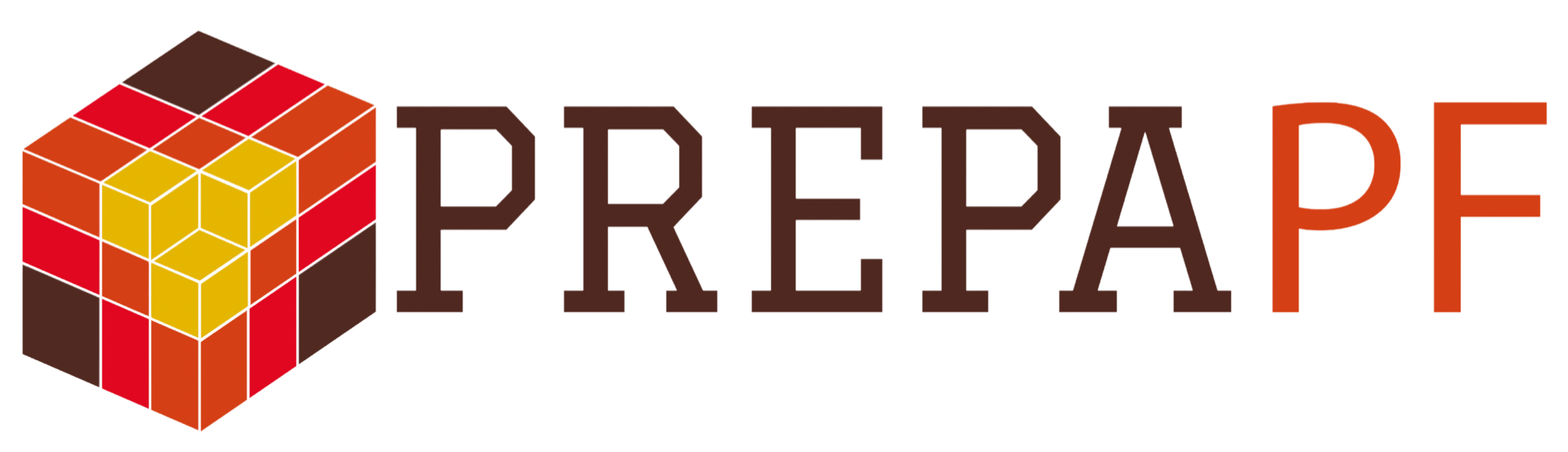 Logotipo con un cubo de colores y la palabra 'PREPA' en letras grandes.