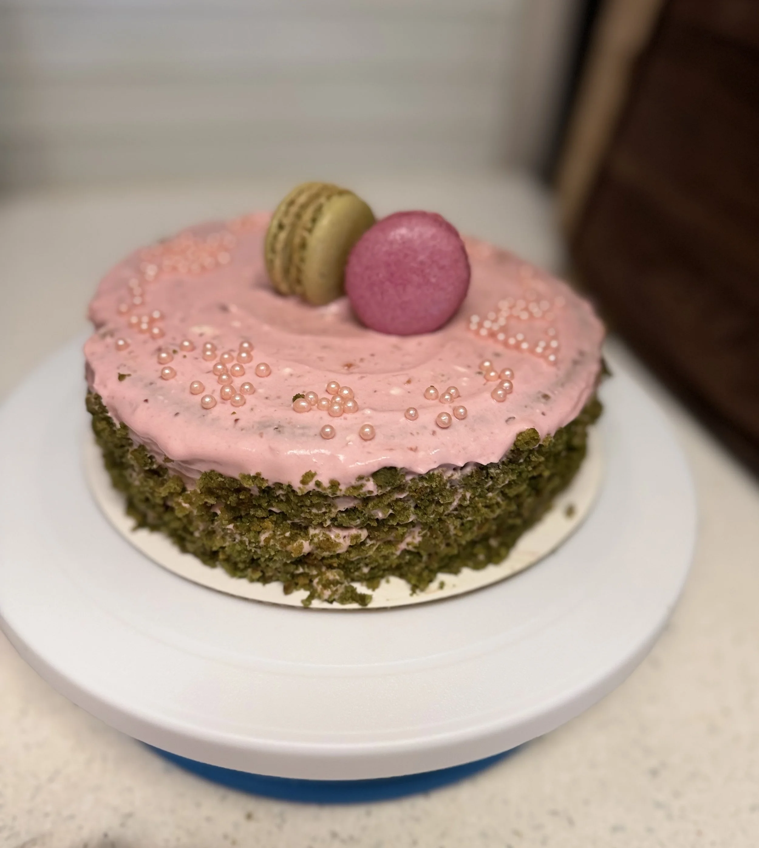Strawberry Silk Matcha Cake