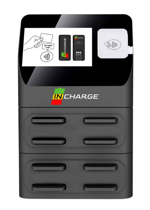Professional 8-slot mobile phone charging station for business environments and high-traffic venues.