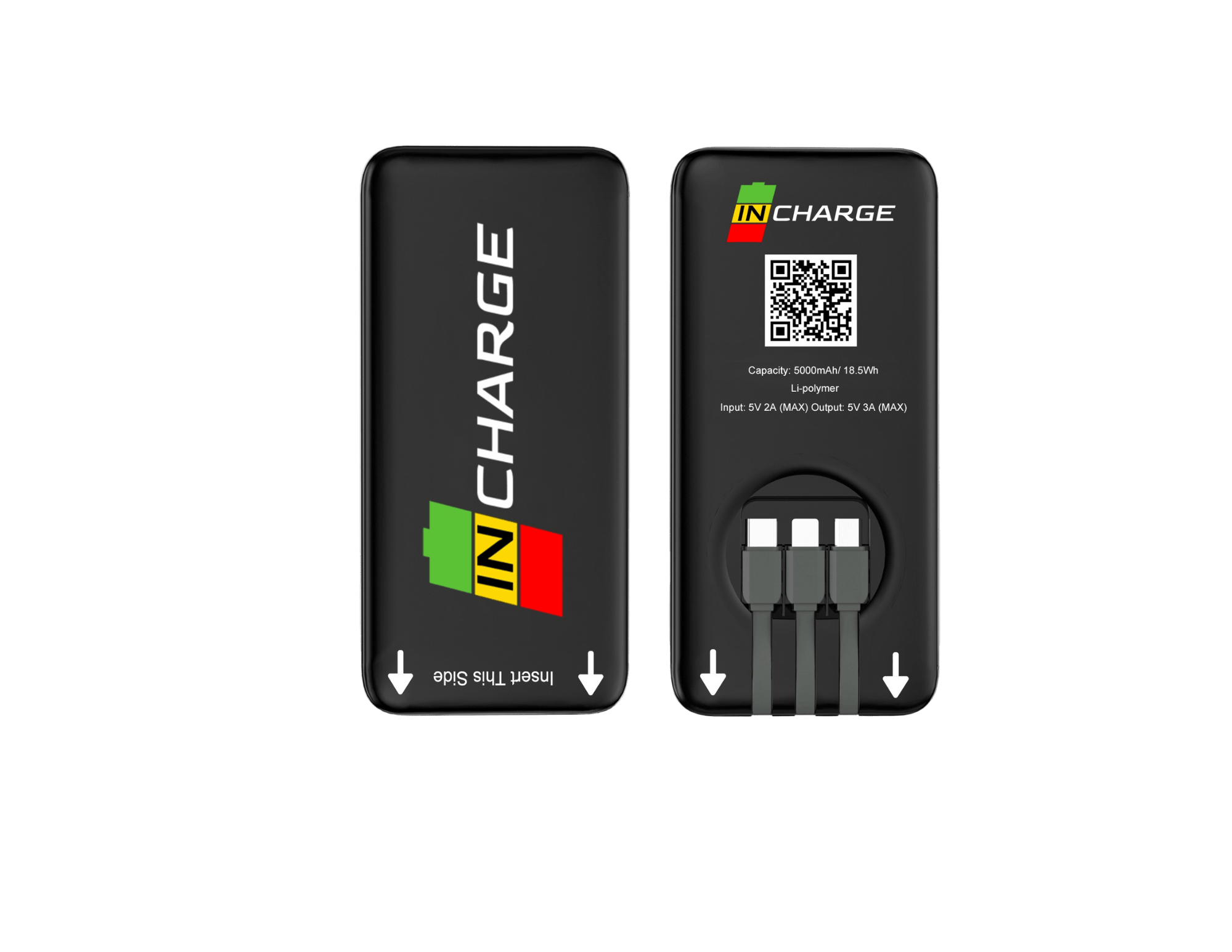 In Charge | 5000mAh Portable Battery with Built-in Cables