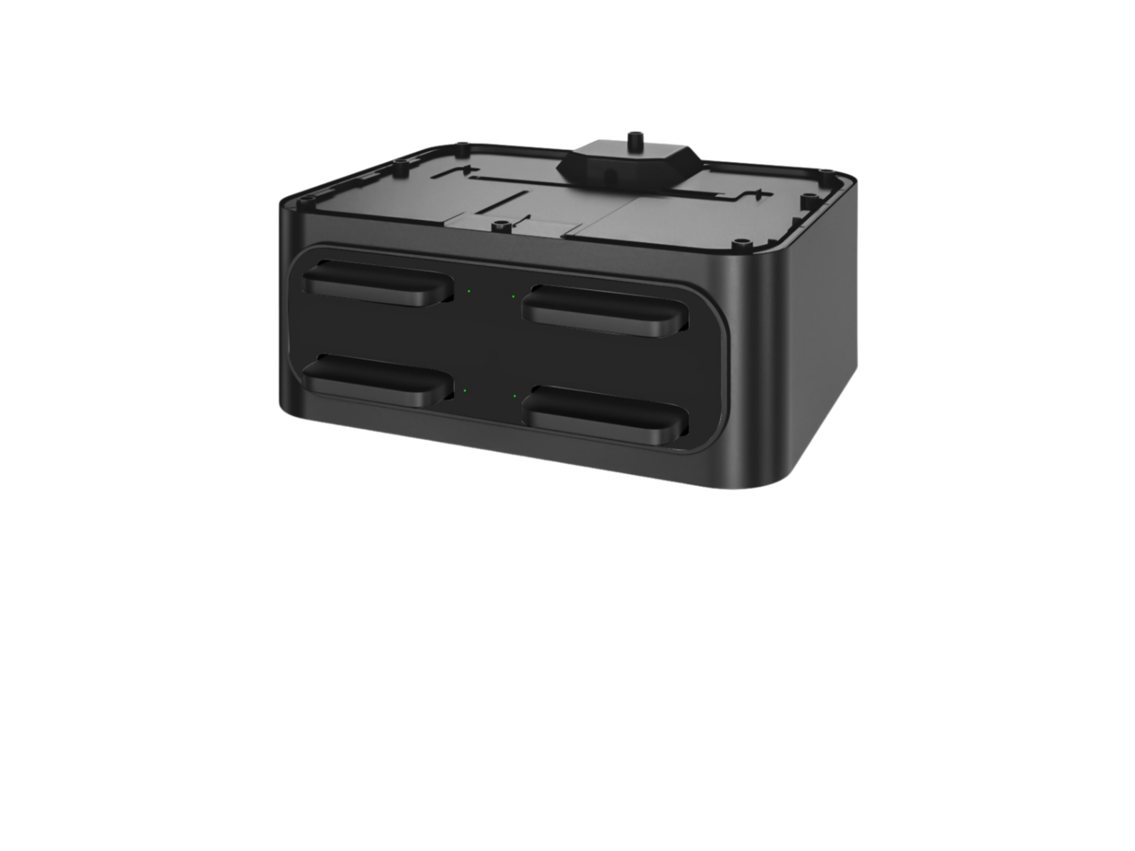 The Wingman 4-slot battery stacker expansion unit for increasing station capacity, featuring four 5000mAh portable power banks.