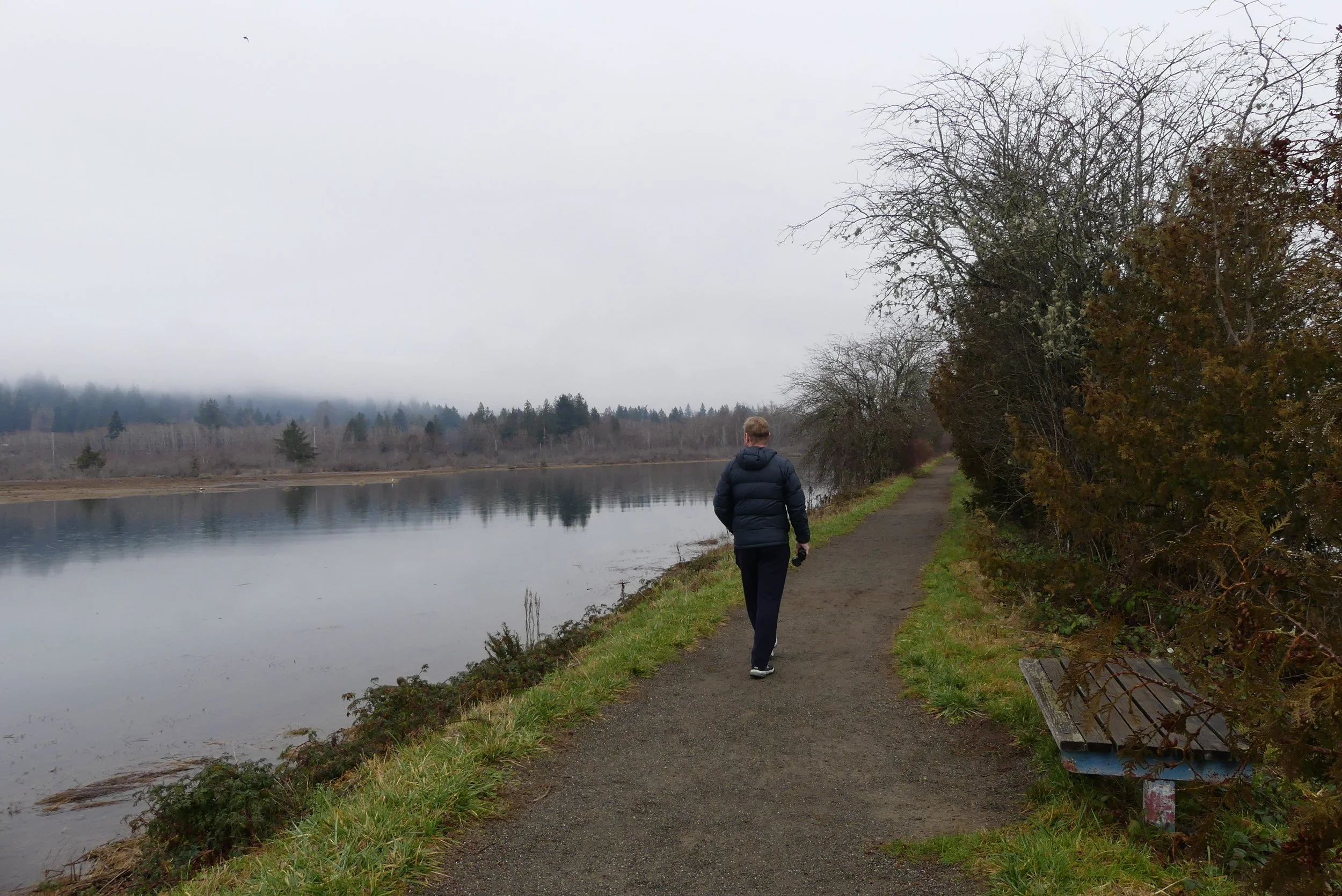 Walking the path at Theler Wetlands, Belfair, next to the Union River