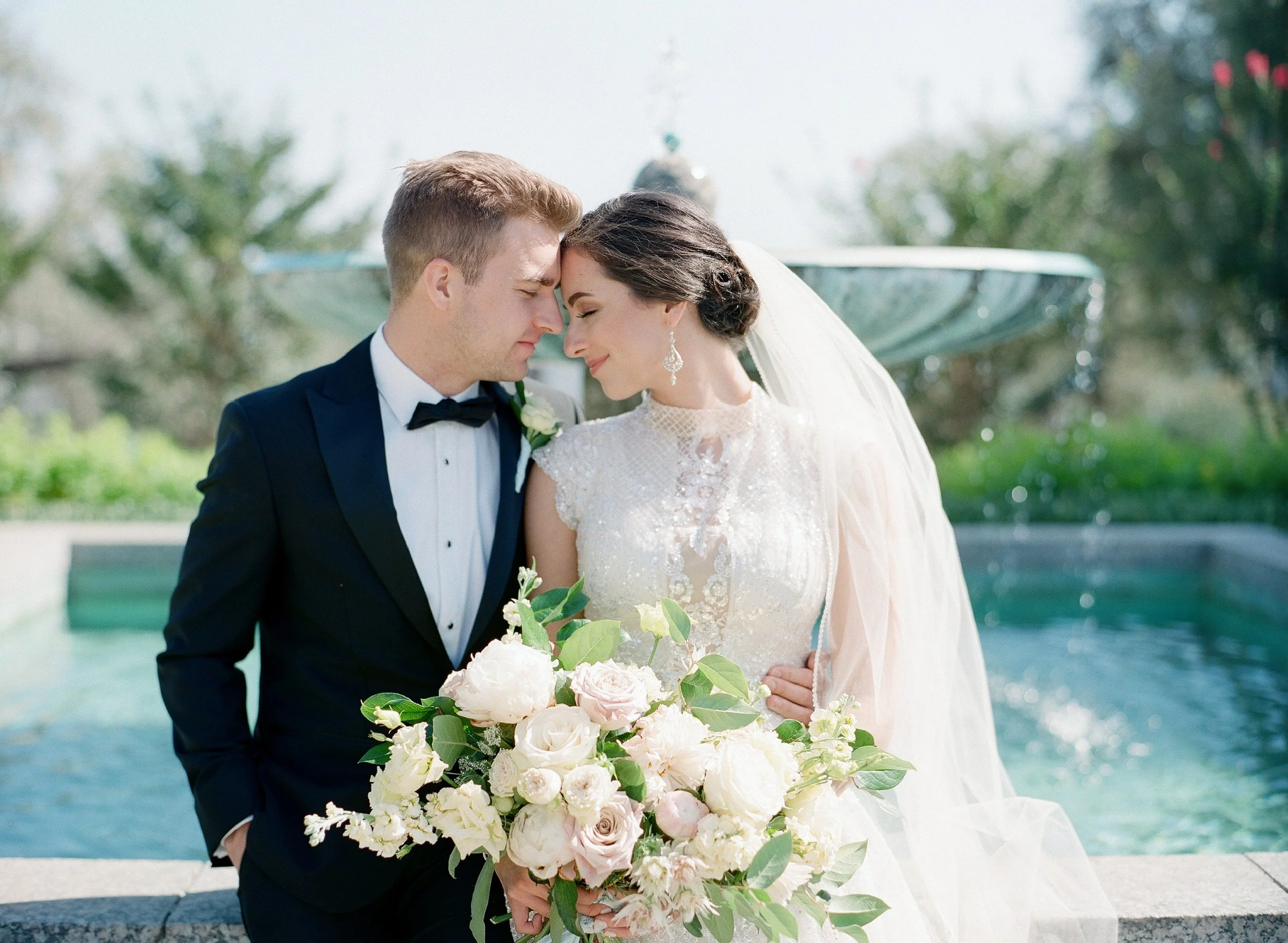 neutral bridal bouquet; LA wedding florals