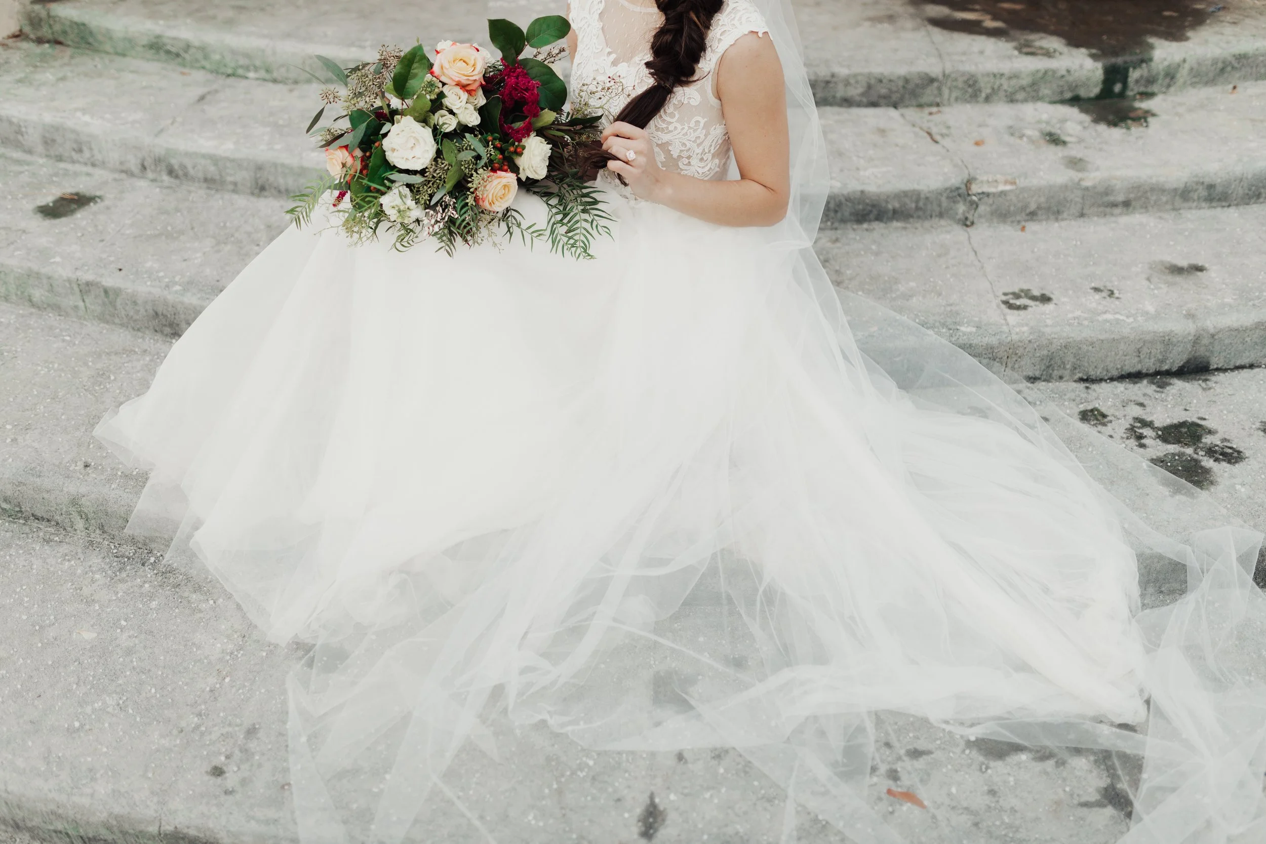 white and pink bridal bouquet by Wild Spirit Floral