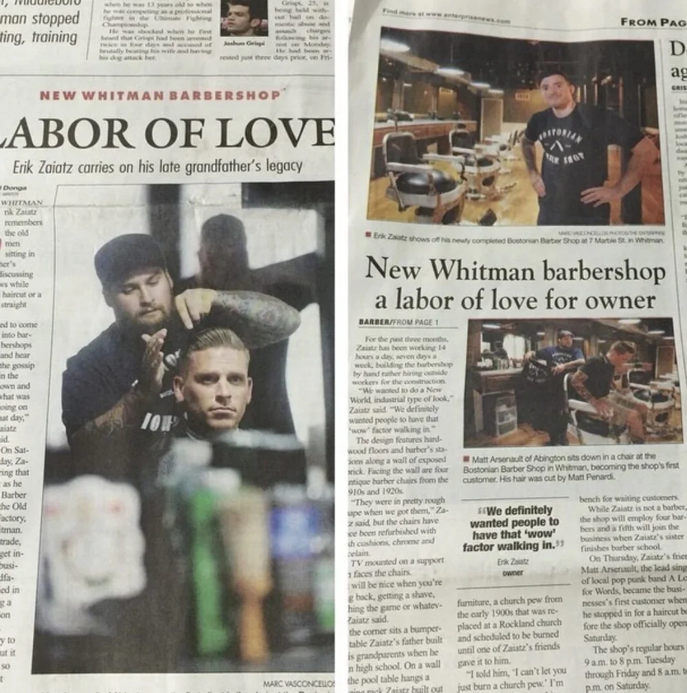 bostonian barber shop enterprise newspaper