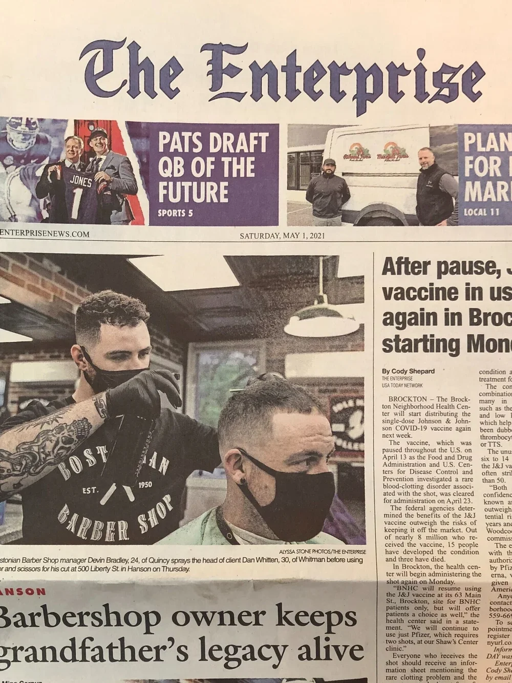 enterprise newspaper Bostonian barber shop