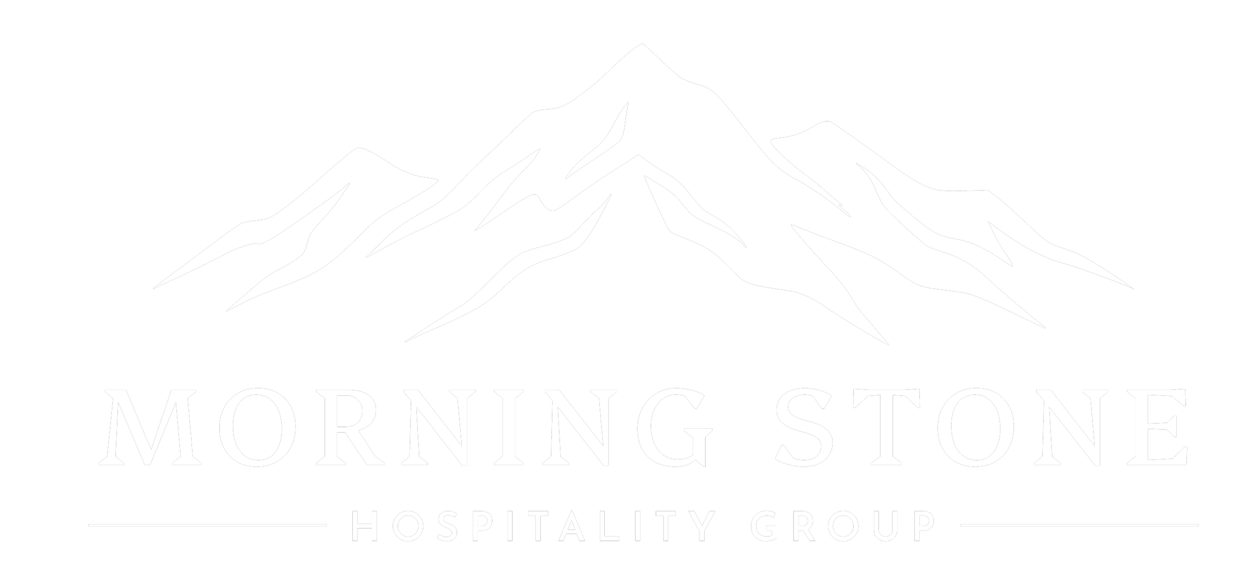 Black and white logo depicting a mountain range with the words "Morning Stone Hospitality Group" beneath it.