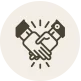 Icon of two hands shaking, symbolizing agreement or partnership.