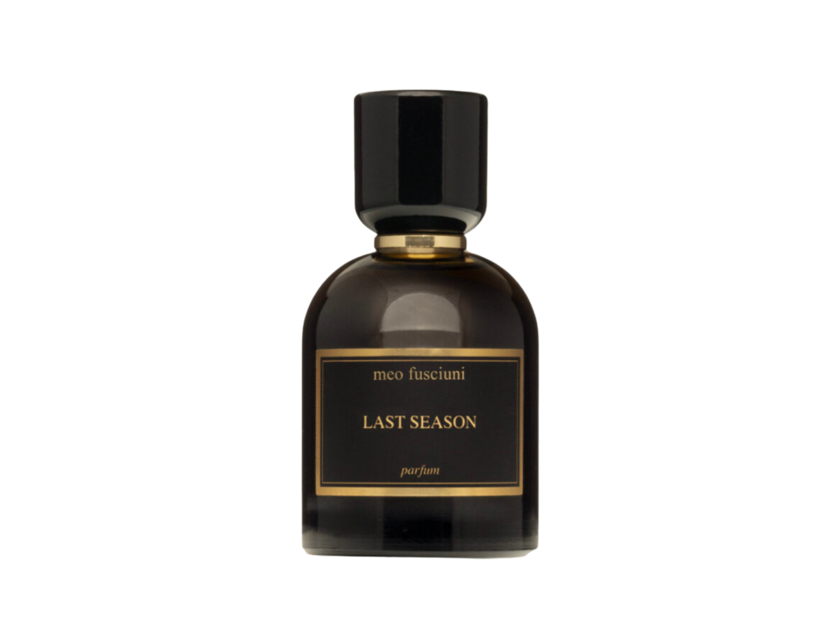 Meo Fusciuni Last Season niche perfume bottle — leather, birch, oud, and green woods fragrance