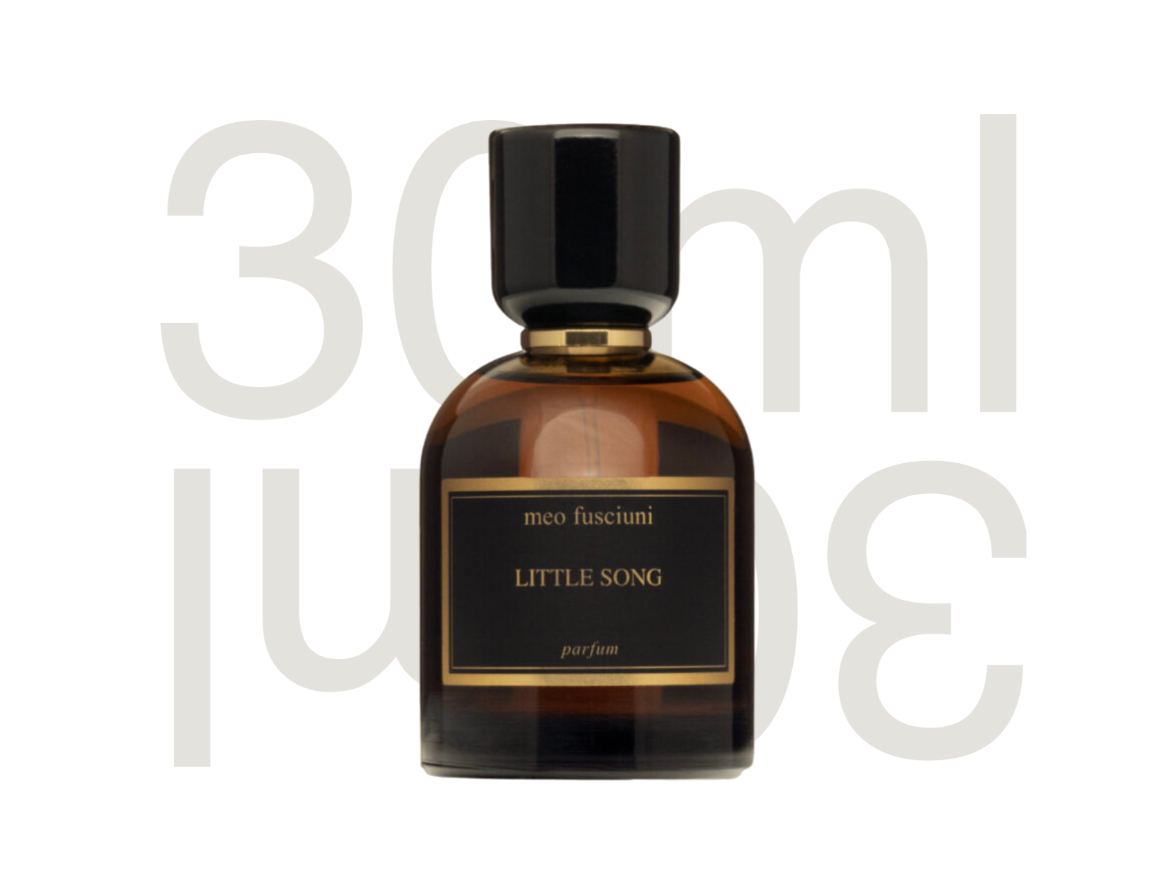 Meo Fusciuni Little Song niche perfume bottle — coffee, rose, vetiver, and civet fragrance