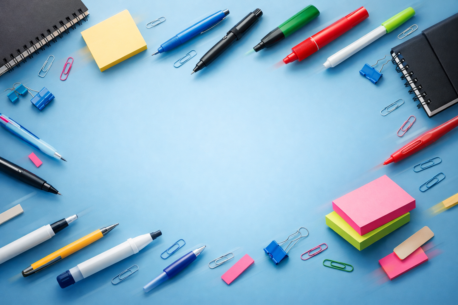 Table with office supplies