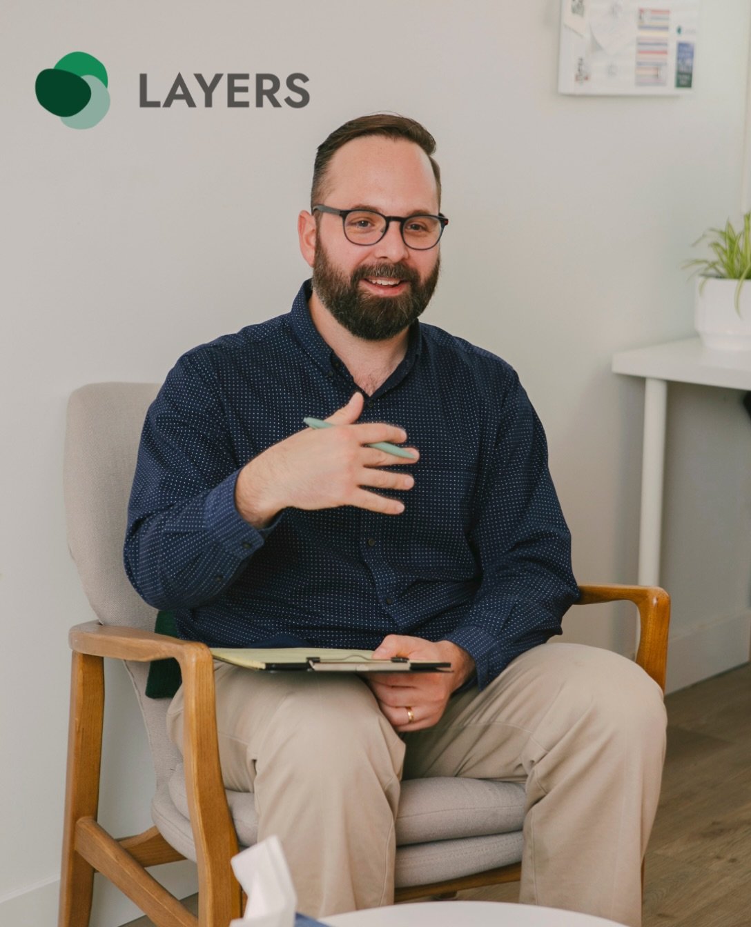 Meet Ryan Schebek, Clinical Director at Layers Counselling &amp; Wellness.⁠
⁠
Ryan takes a collaborative, person-centred approach to counselling, drawing from Cognitive Behavioural Therapy (CBT), mindfulness, and Adlerian therapy. He helps clients ex