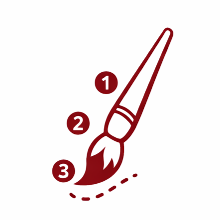 Diagram of a paintbrush with numbered labels indicating parts of the brush.
