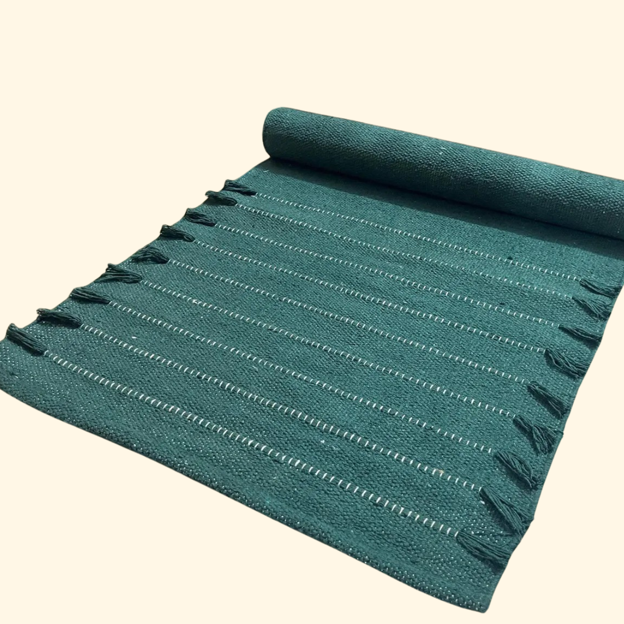 Ribbed Cotton Yoga Mat - Forest