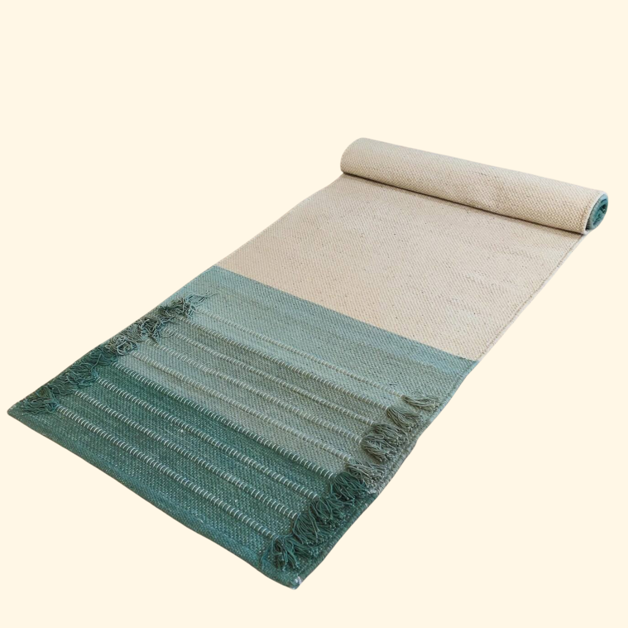Ribbed Organic Cotton Yoga Mat - Multi Green