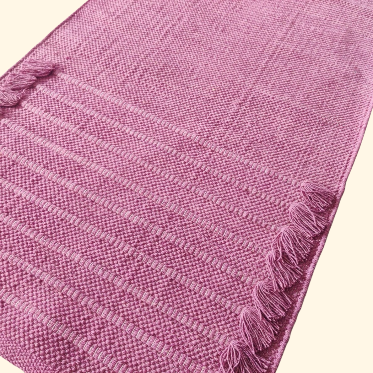 Ribbed Organic Cotton Yoga Mat - Rose