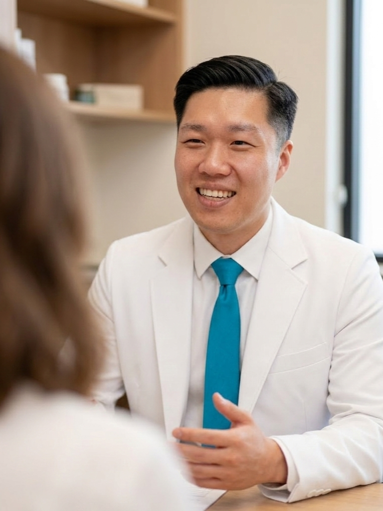 Dr. Joey Kim, expert Rheumatologist, interacting with patient.