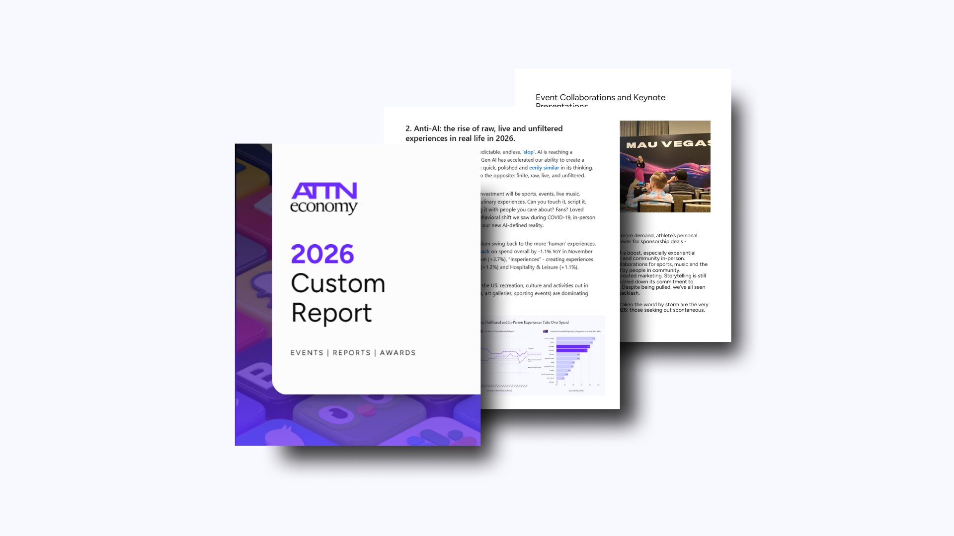 Cover page of the 2026 The ATTN Economy's custom report, featuring the title and colorful background with app icons.