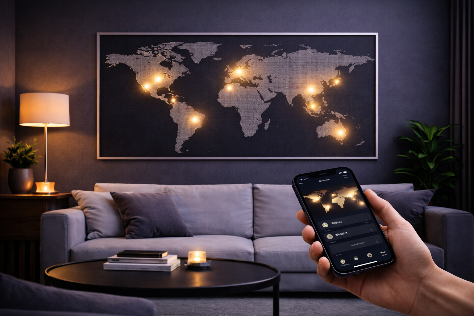 Black Frame LED Map