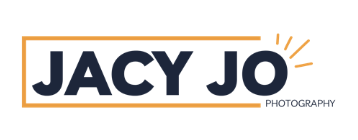 Jacy Jo Photography logo in black text with orange lines and accents