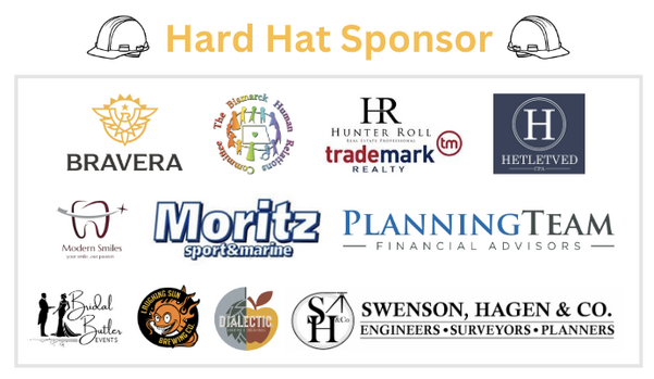 A digital graphic displaying logos of various sponsors under the heading "Hard Hat Sponsor" with two hard hat icons on top.