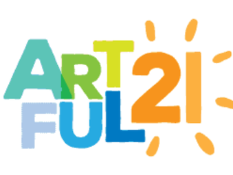 Colorful text spelling 'ART 21 FULL' with a sun illustration.