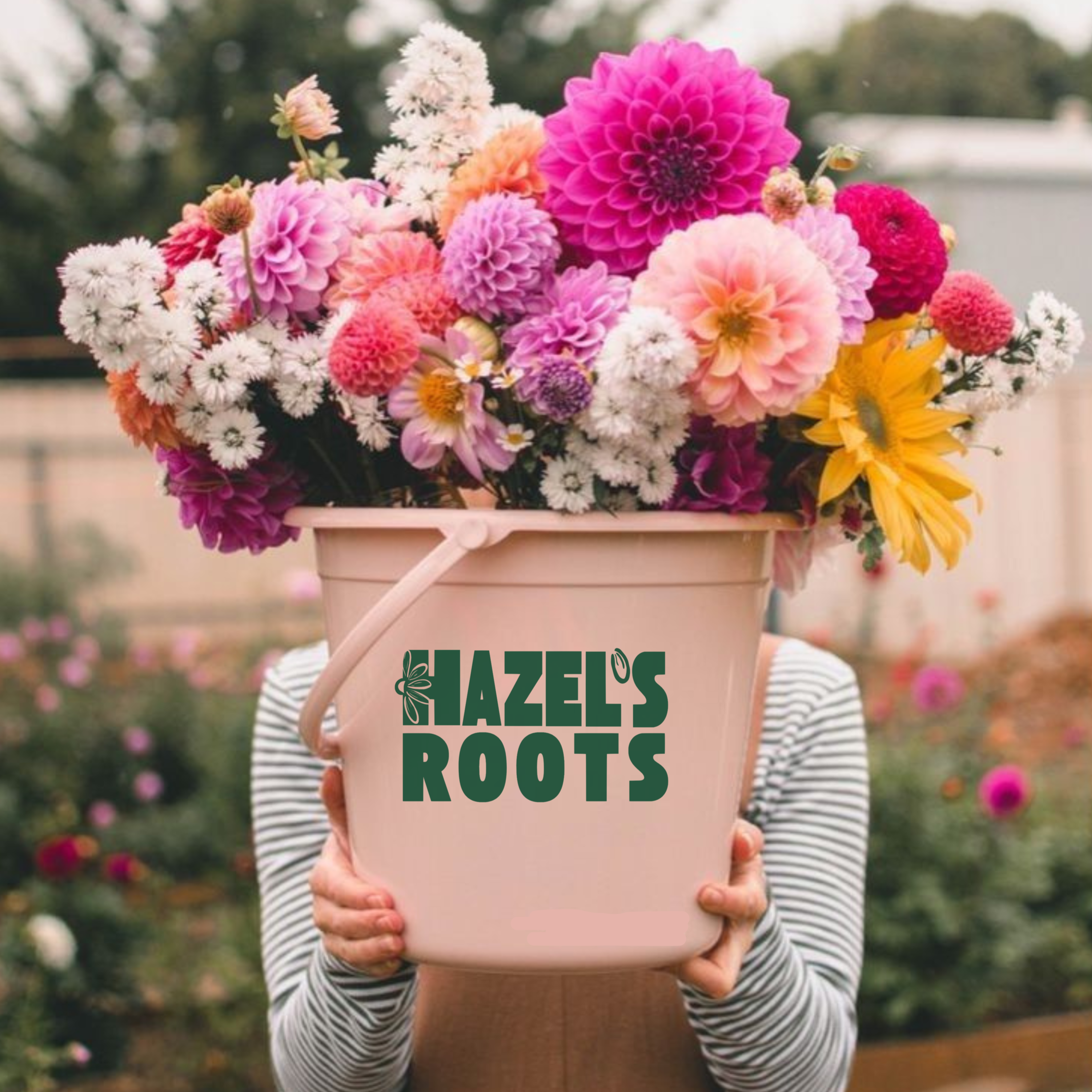 Fresh flower bouquet from Hazel’s Roots featuring colorful seasonal blooms and farmstand flowers.