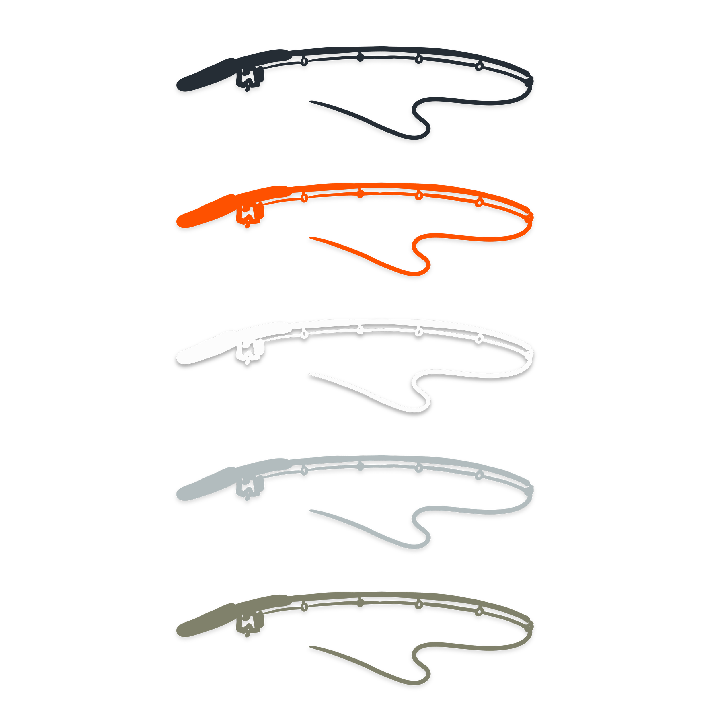 Outdoor-inspired logo icons and branding graphics created for Dilly Dahle Custom Rods.