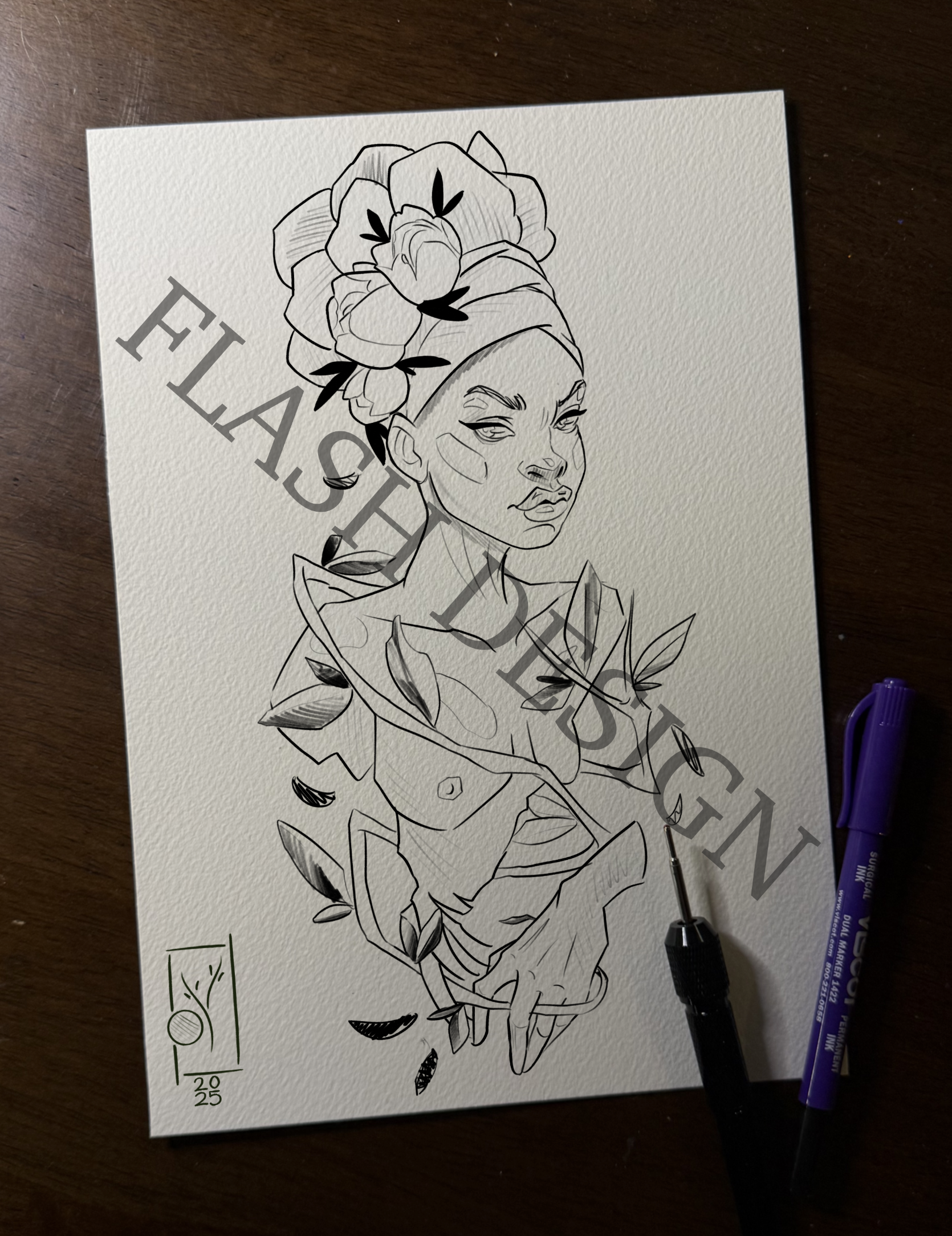 Floral Lady | Pre-Drawn Tattoo Appointment
