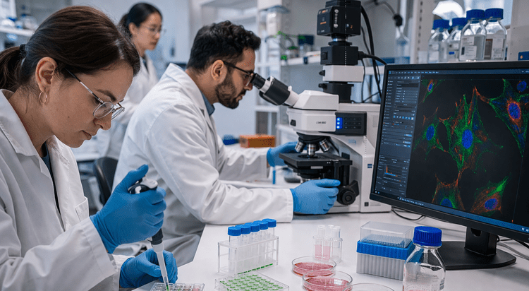 Confocal fluorescence imaging of cellular structures