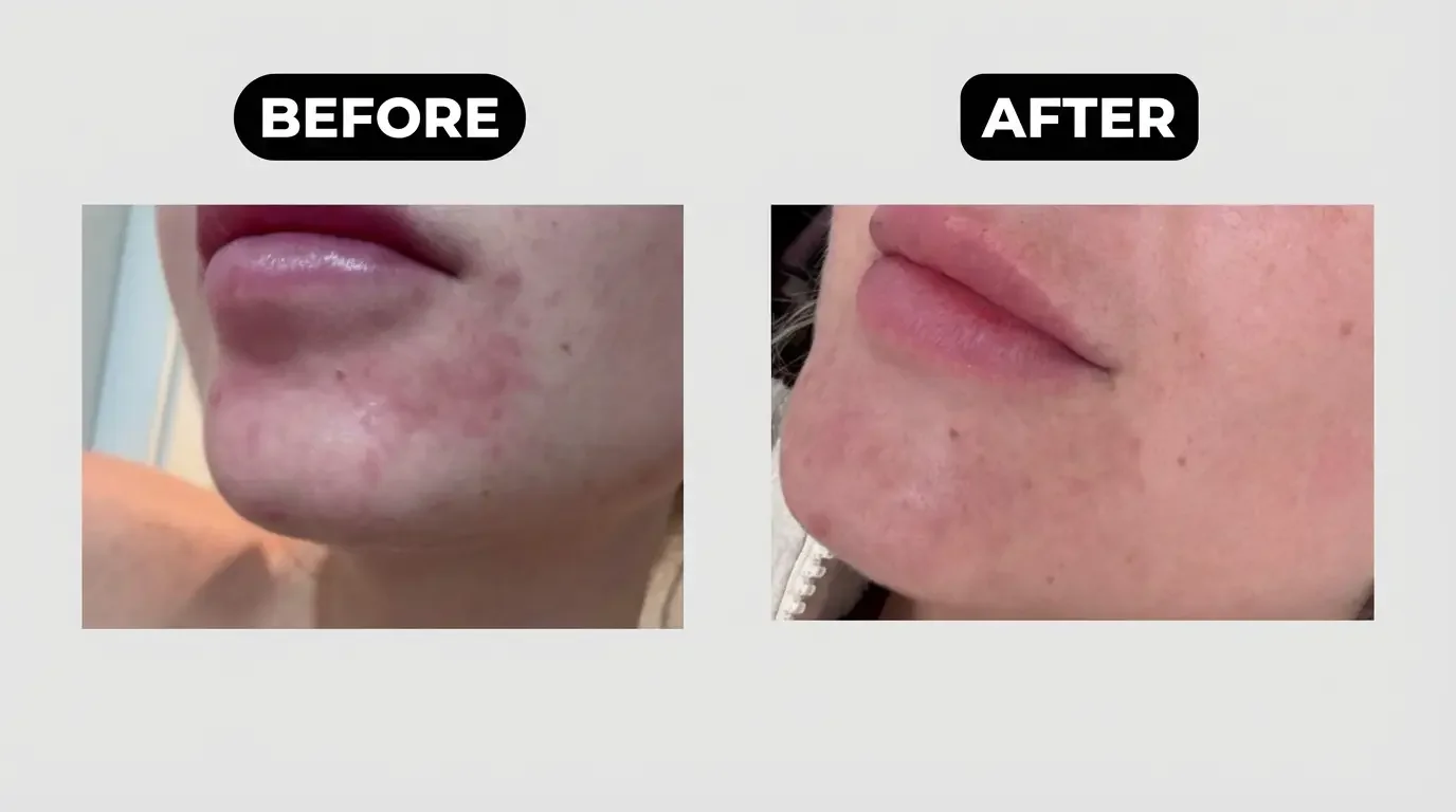 Before and After results. Healthy glowing skin after post-procedure recovery for microneedling