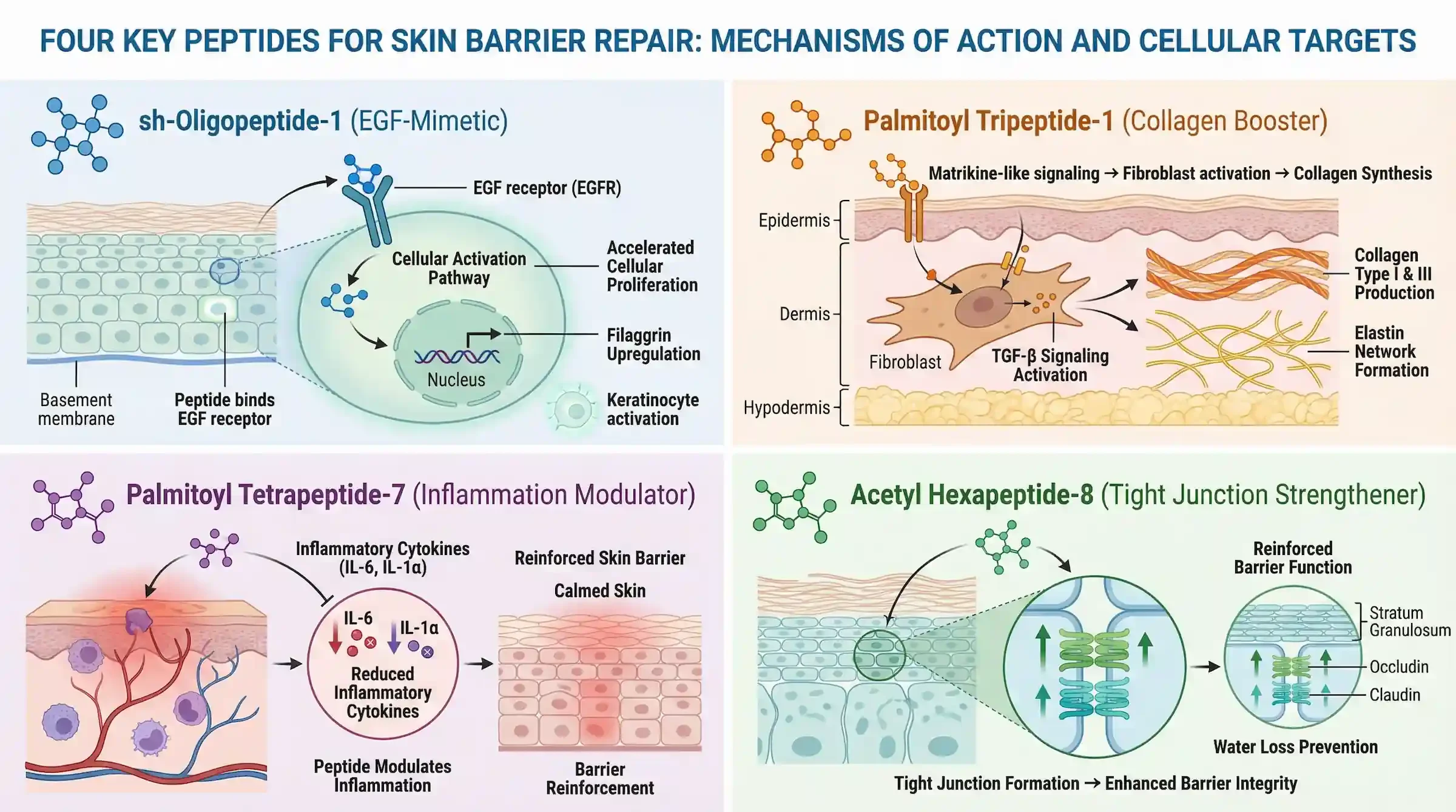 Peptides for skin barrier repair showing how these signaling molecules support skin recovery and rebuilding.