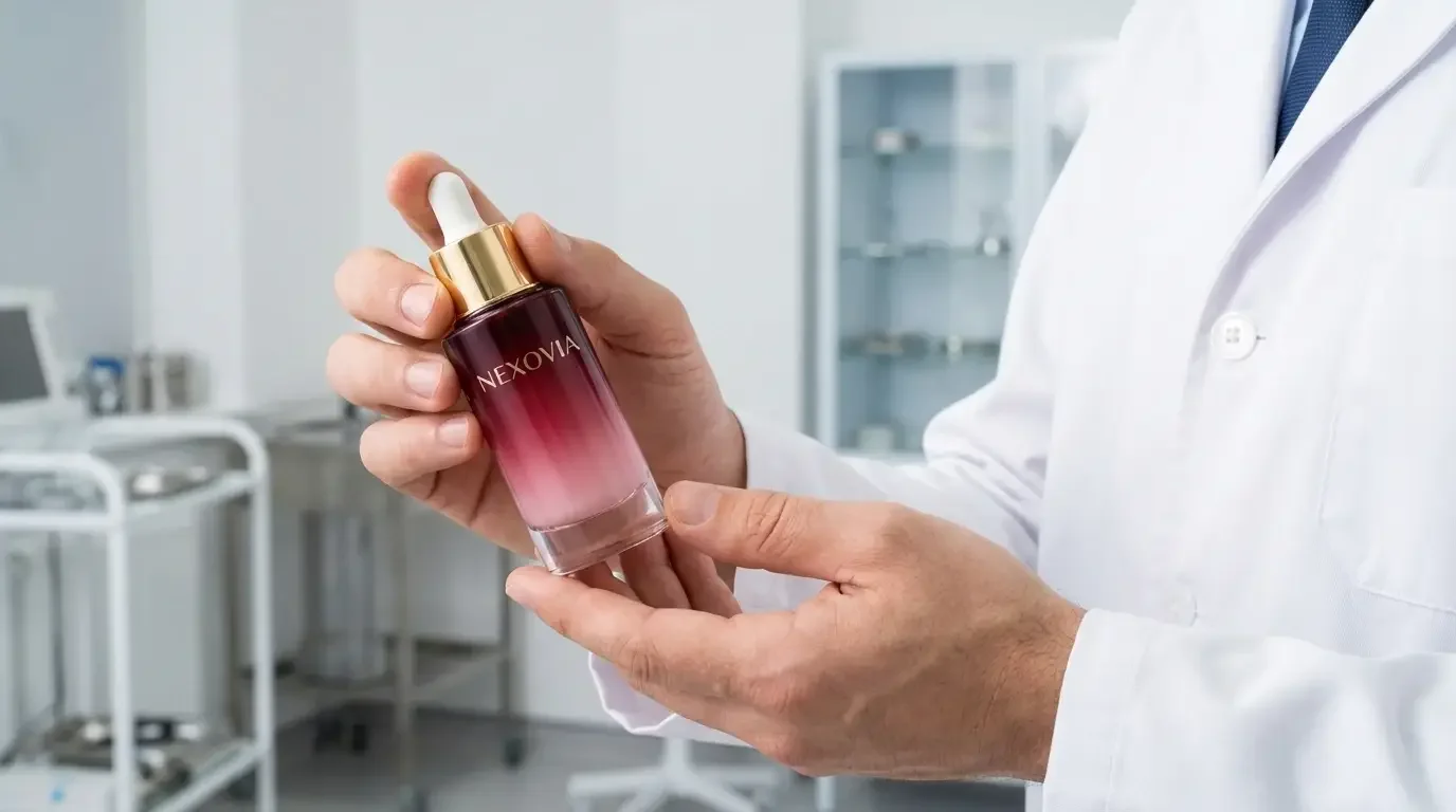 Nexovia Skin Serum with plant exosomes, PDRN, NAD+, and peptides for post-laser recovery