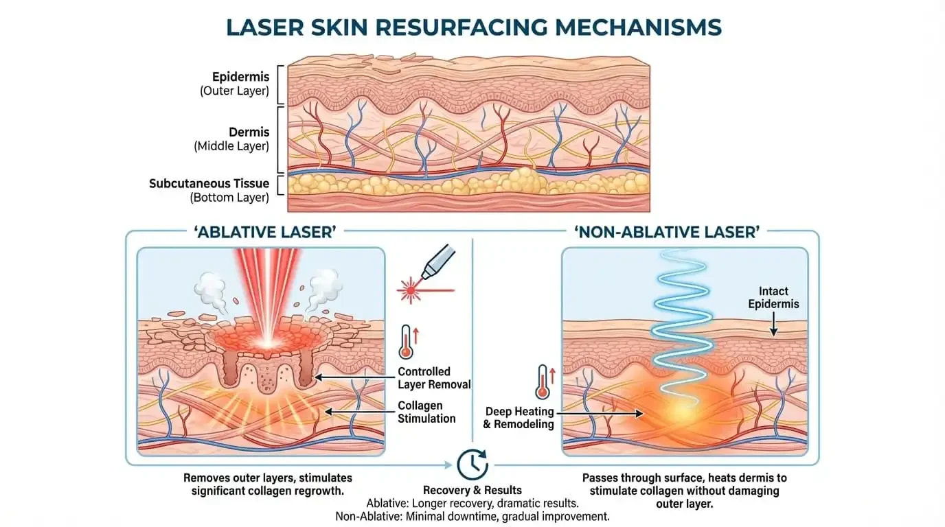 Laser skin resurfacing aftercare timeline showing healing phases and what to expect during recovery