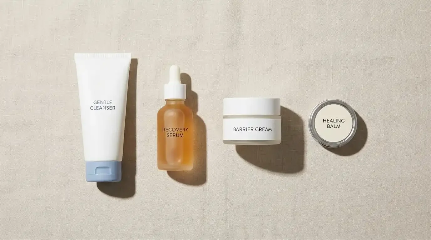 Post-procedure skincare routine essentials showing how to build a recovery regimen for optimal healing