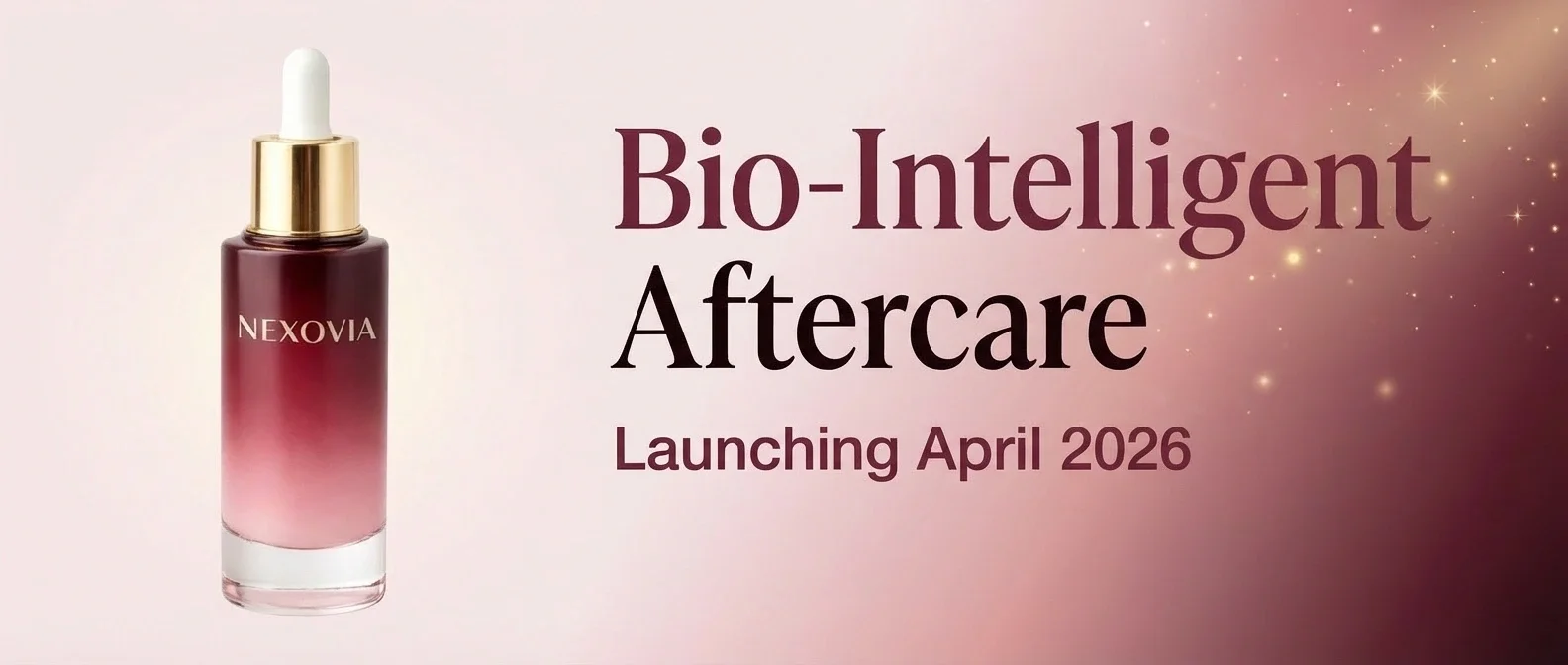 Nexovia Skin Serum registration banner for post-laser treatment aftercare