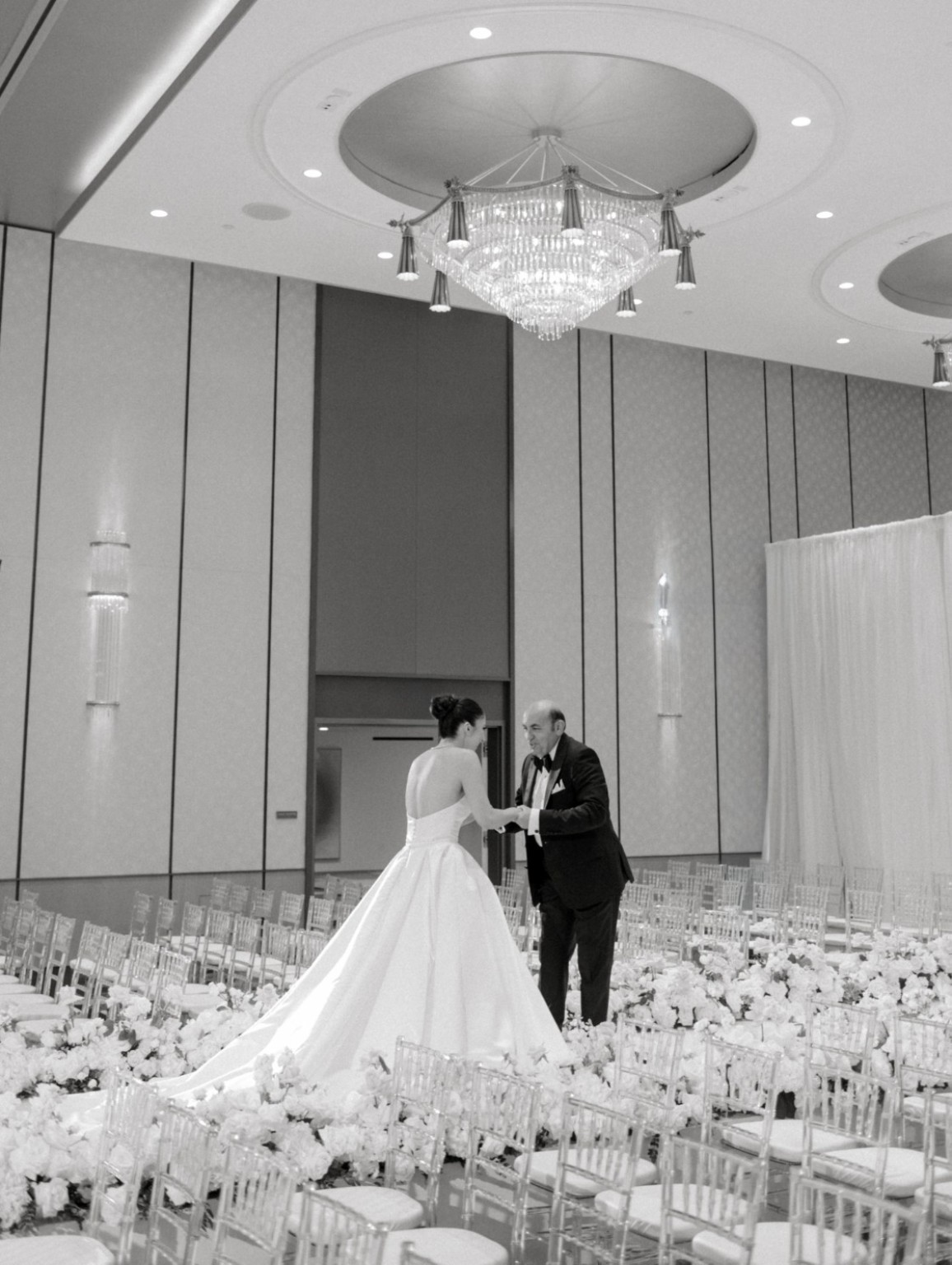 Palm Springs First look with dad wedding ceremony