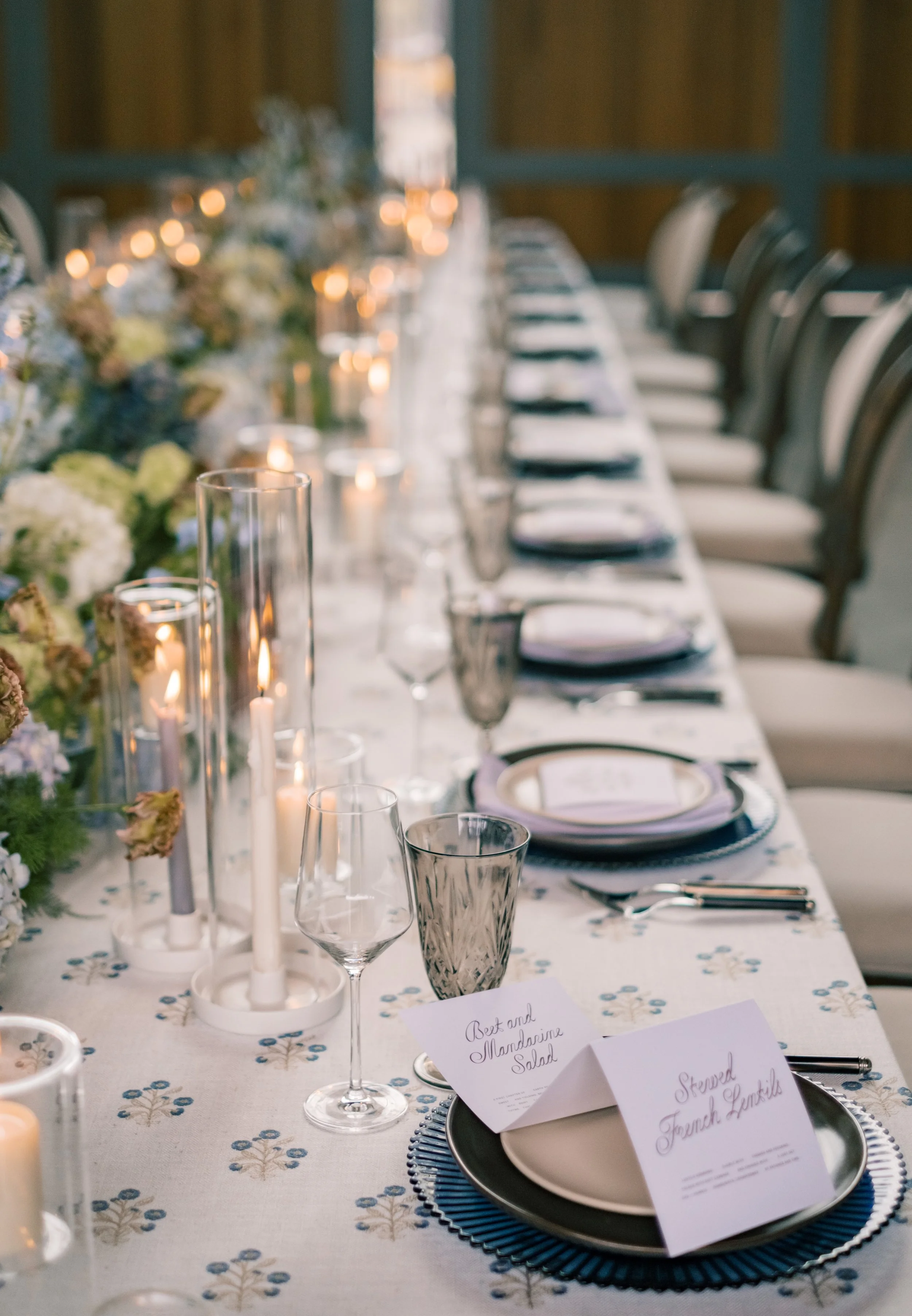 Luxury wedding reception at Appellation Healdsburg in Sonoma County, California, with an elegant candlelit tablescape, sophisticated place settings, and timeless Wine Country design.