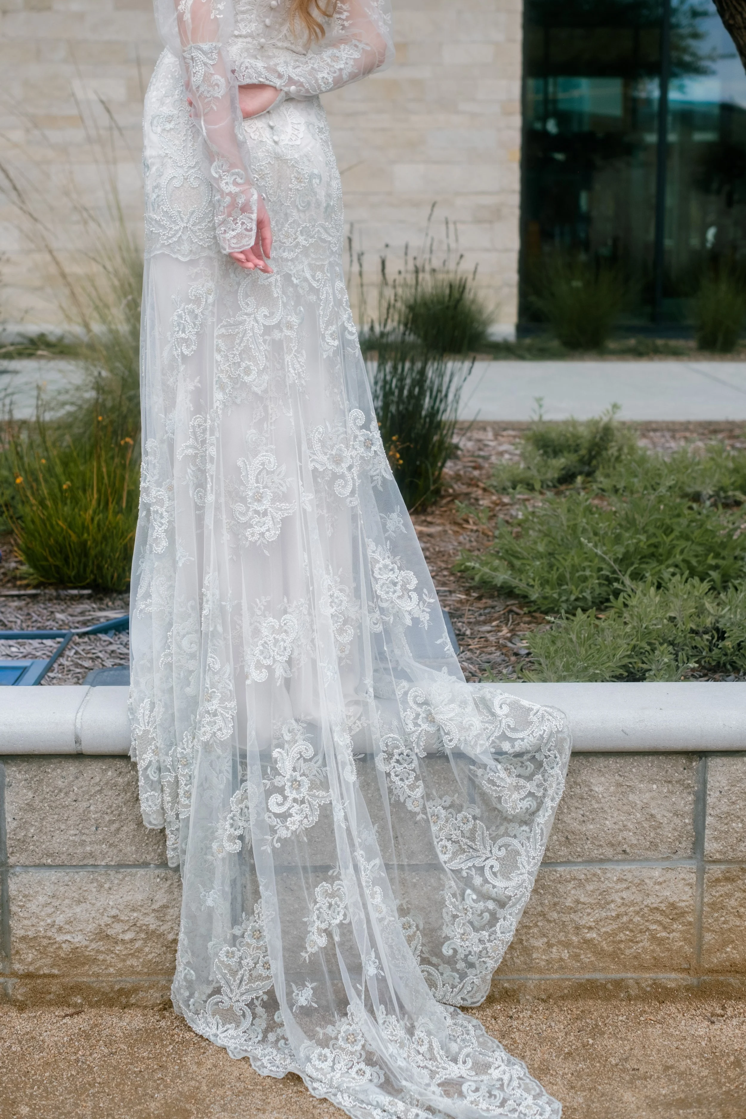Bridal Claire Pettibone dress details at Appellation Healdsburg — Sonoma wine country wedding