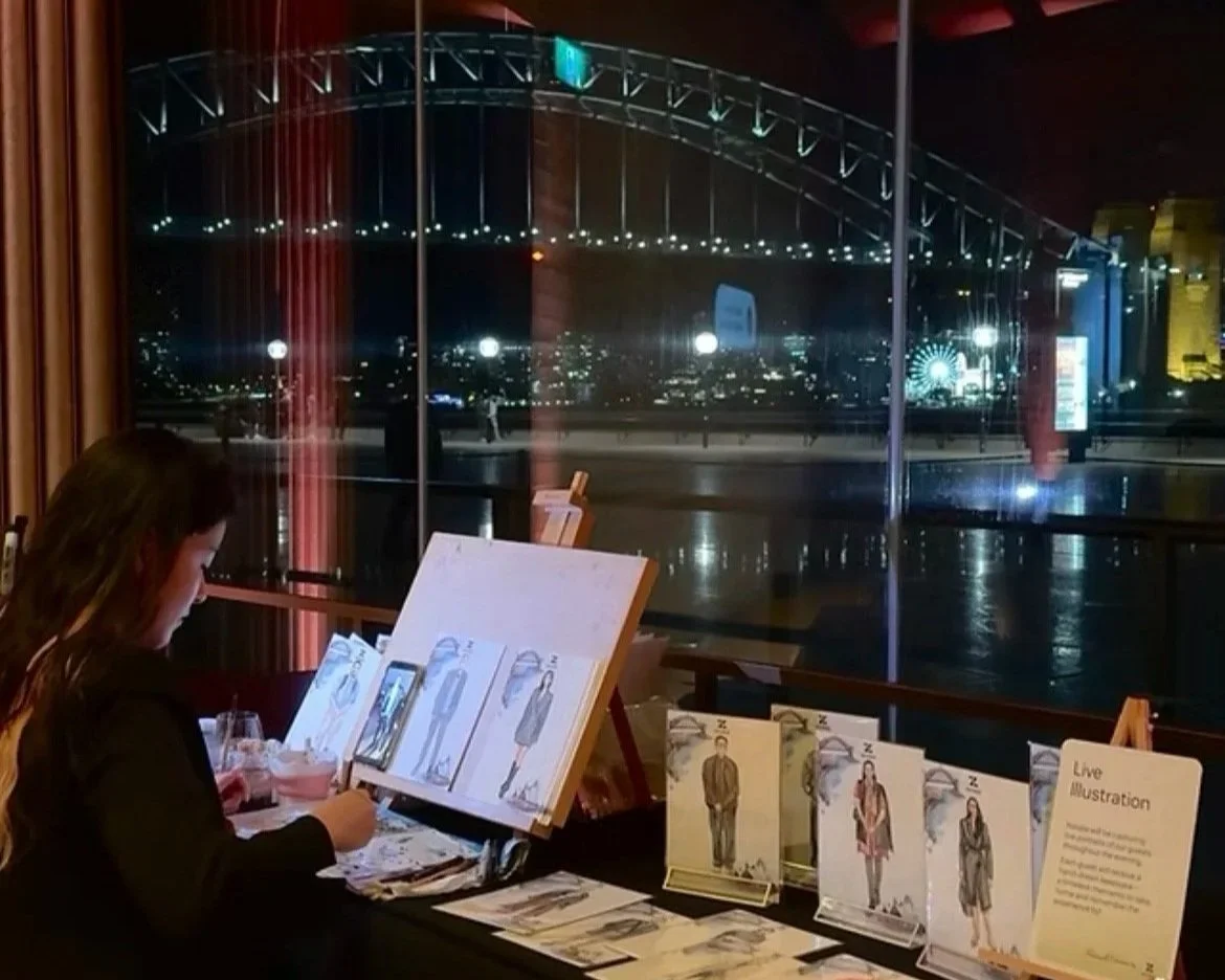 Zendesk Showcase Executive Dinner - Live Portrait Illustration Keepsake x PaintedFavours. Photo courtesy of Painted Favours