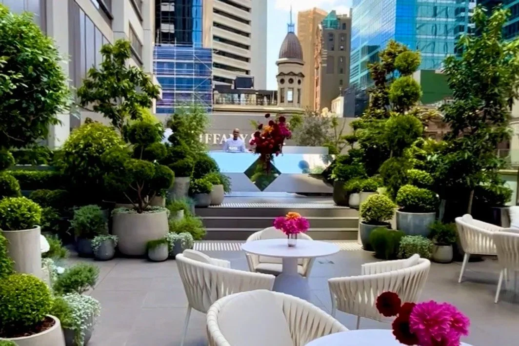 Tiffany & Co Holiday Boutique Activation 2022 - Outdoor Terrace Landscaping