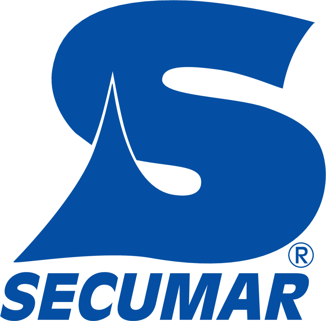 Das Bild zeigt das Logo von Secumar, bestehend aus einem großen blauen Buchstaben S, darunter der Firmenname in blauer Schrift.