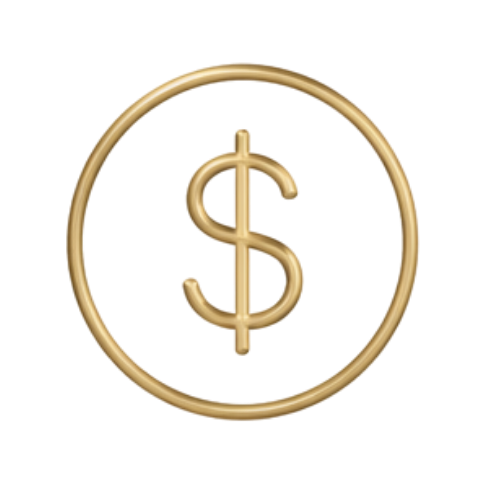 A gold dollar sign inside a gold circle.