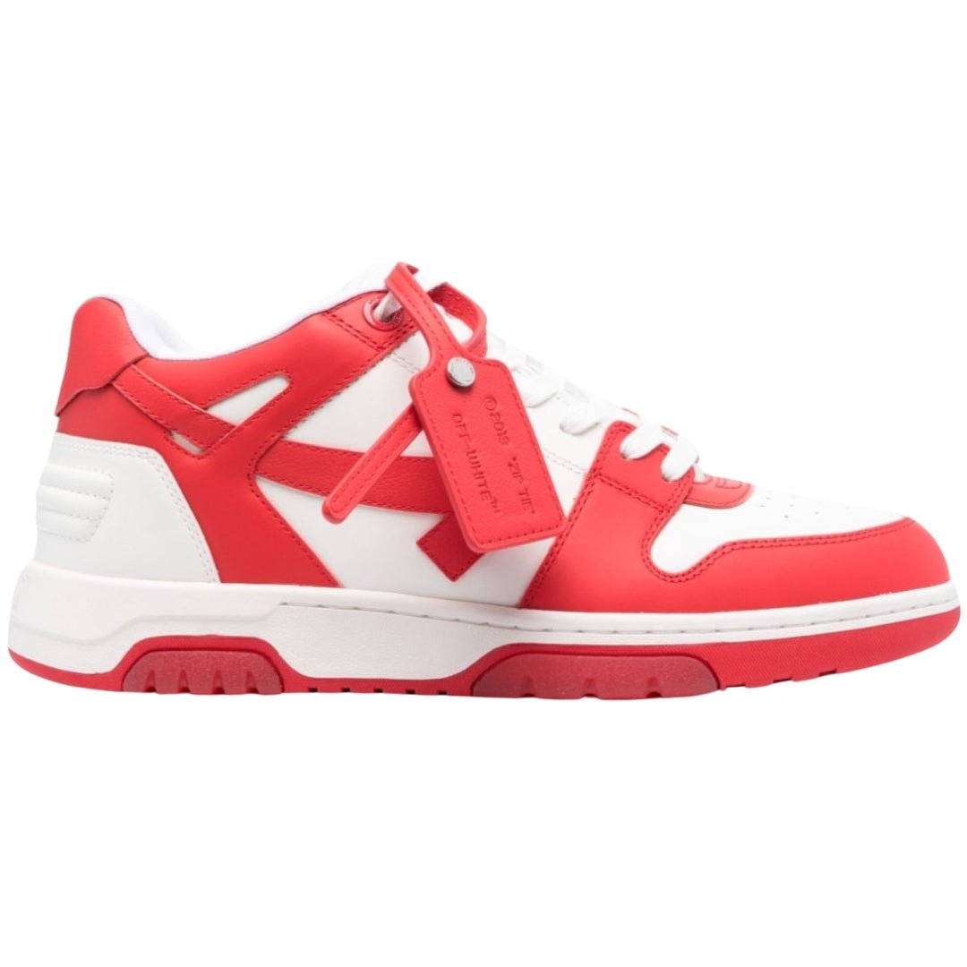Off White Out of Office Low Top Red Leather Sneakers