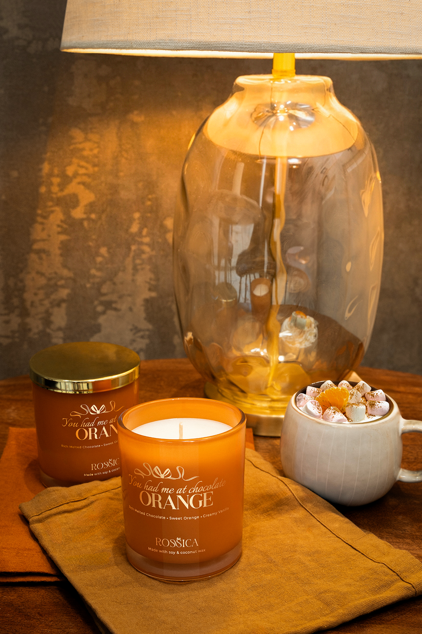 life style product photo of scented candle