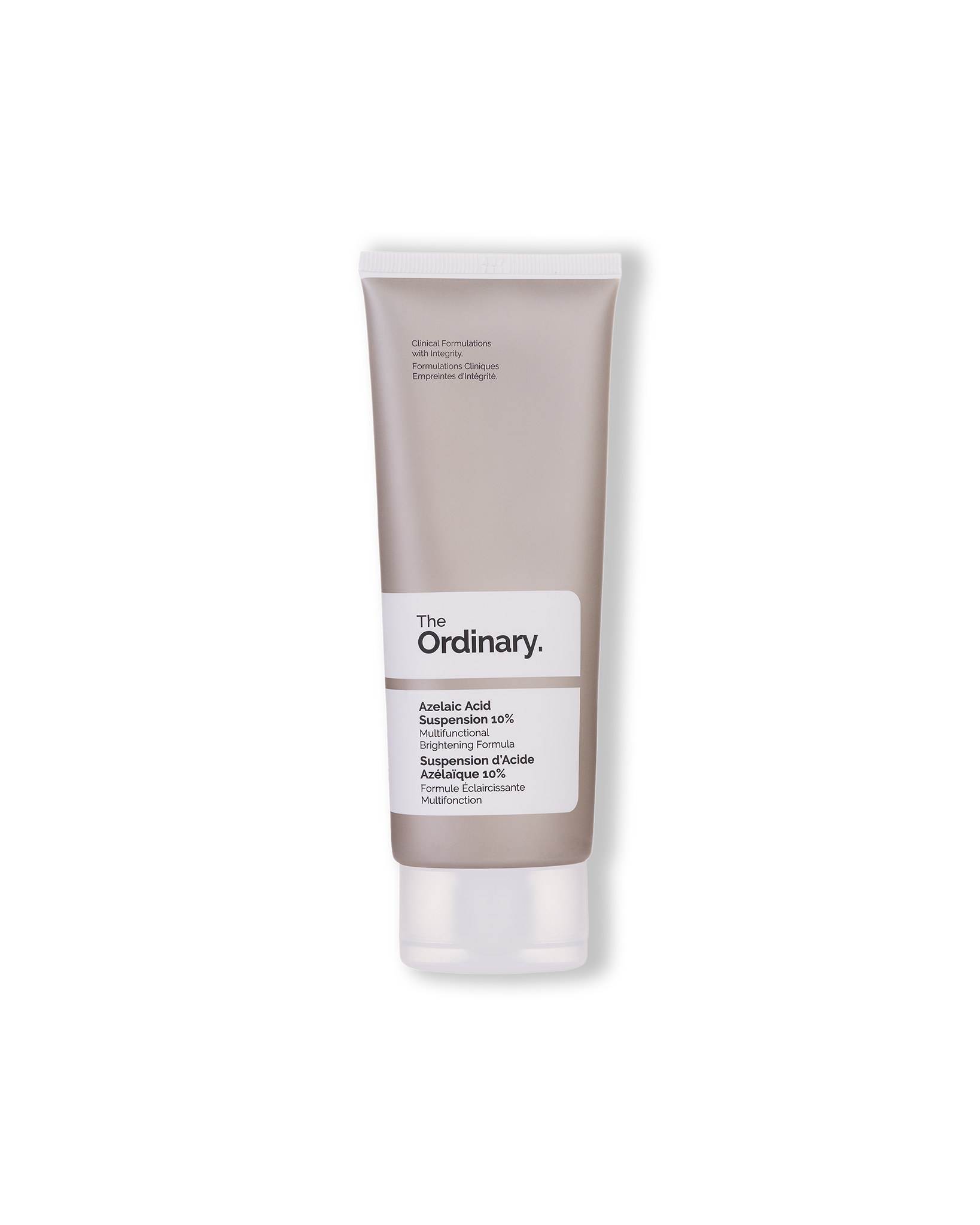 The Ordinary azelaic acid suspension tube on white background