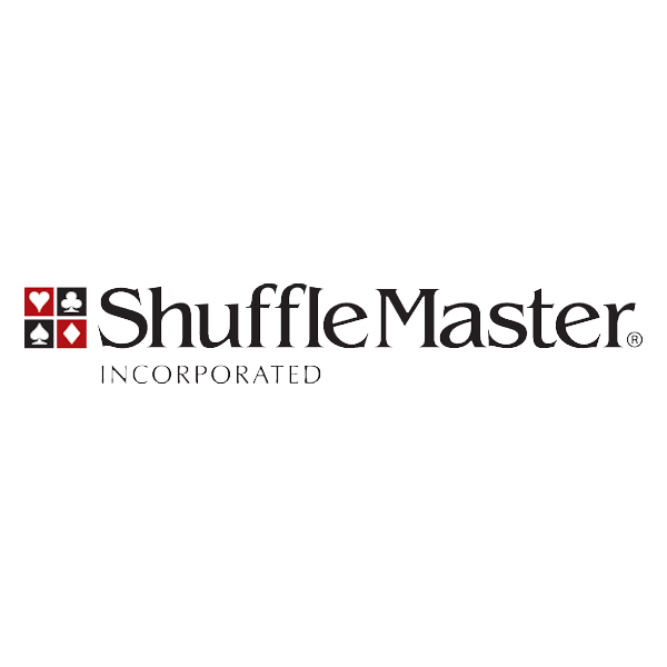Shuffle Master logo with four card symbols and the company name Business logo