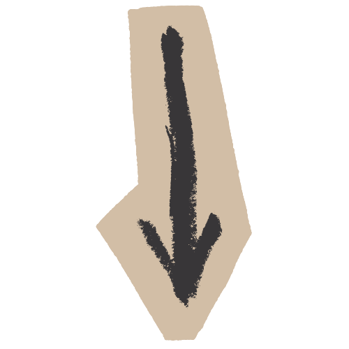 A downward-pointing arrow sign with a beige background and dark arrow, possibly indicating direction.