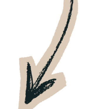 A hand-drawn black arrow pointing downward with a white outline.